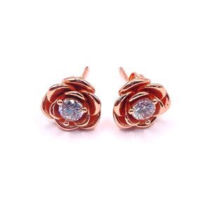 Rose gold Cubic Zirconia flower stud earrings